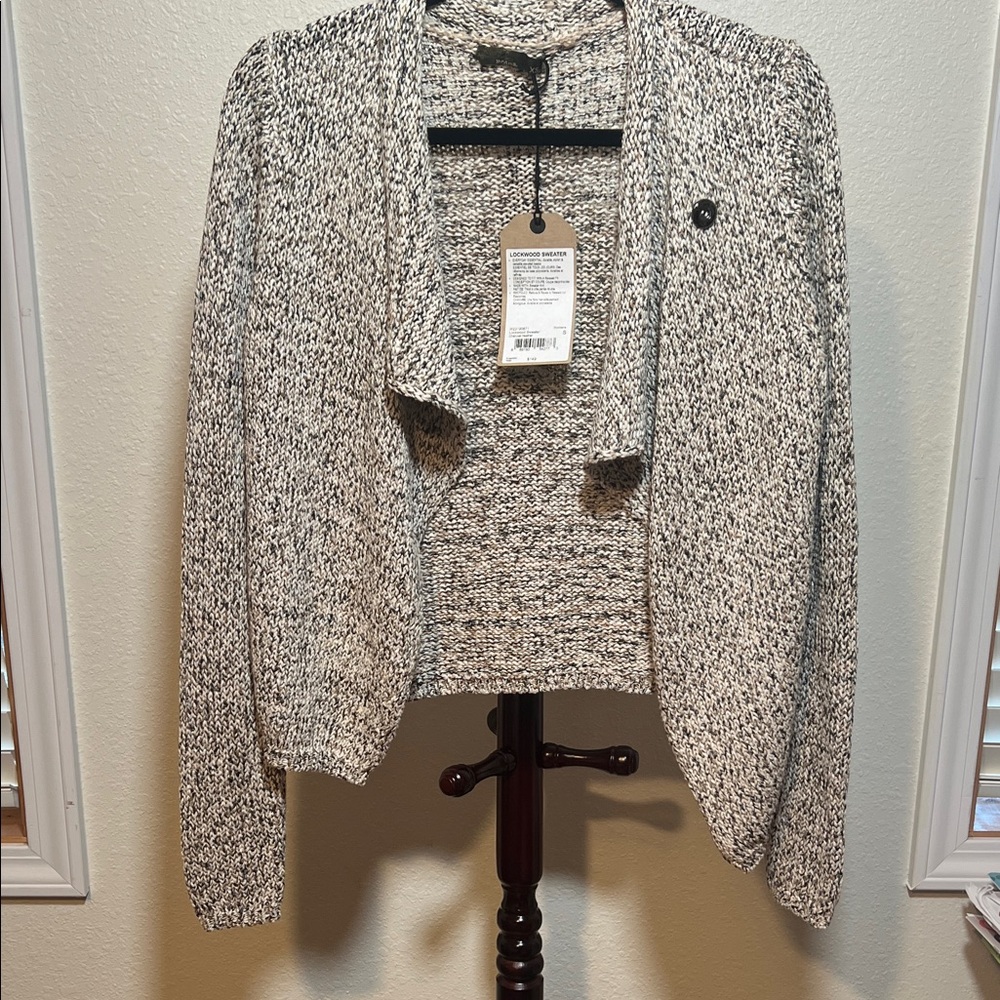 Prana Black and White Open-Front Cardigan